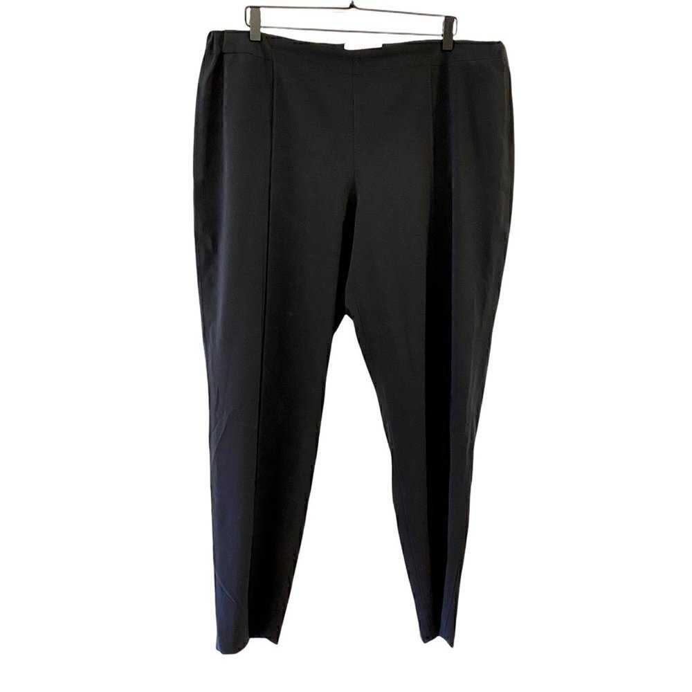 MM Lafleur Womens Straight Leg Dress Pants Black Pleat Front Pull On Pockets 16